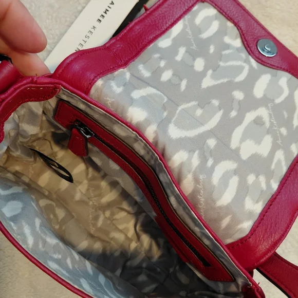 Aimee Kestenberg leather mini crossbody Red with gunmetal hardware. Nwt - Picture 8 of 9